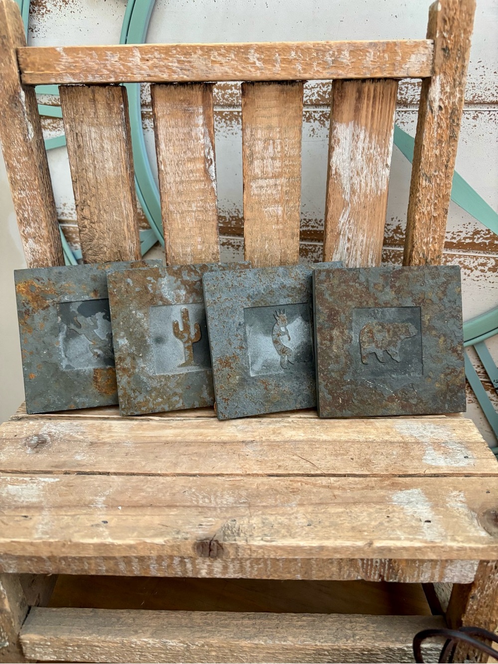 Boulder Works Quarry Collection Natural Stone Coasters Set Rustic Southwest NEW!